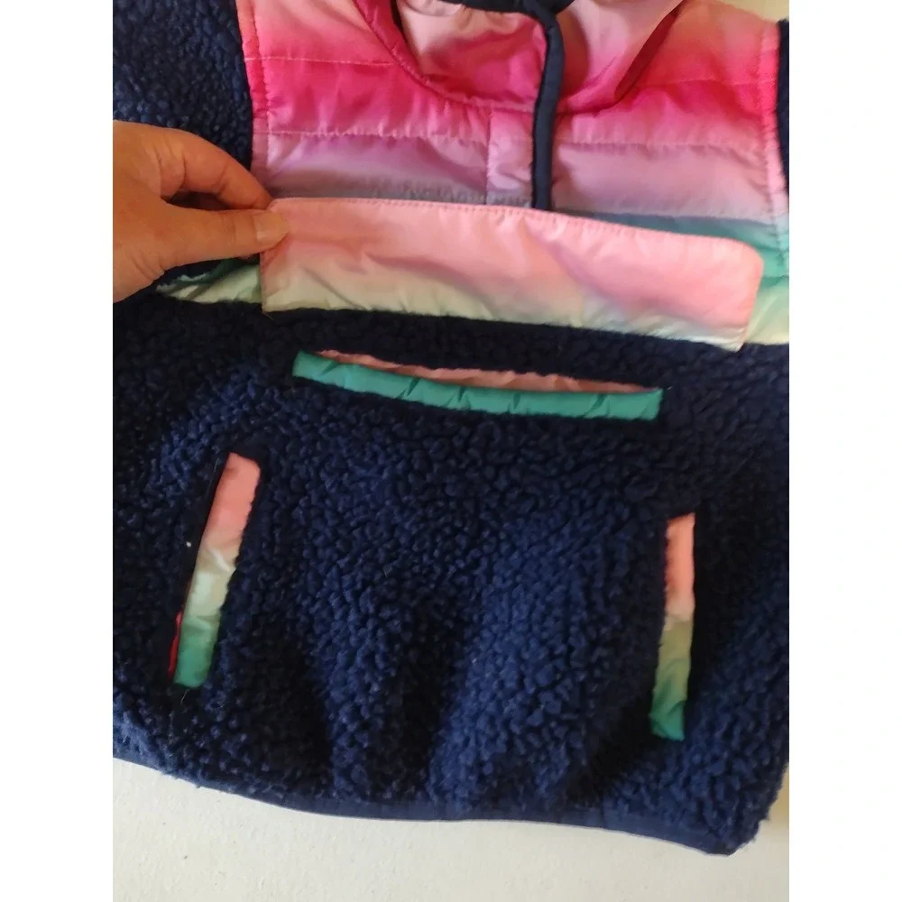 1 Madison Kids Pullover Jacket 18M Hooded Sherpa Fleece Pink Blue Ombre‎